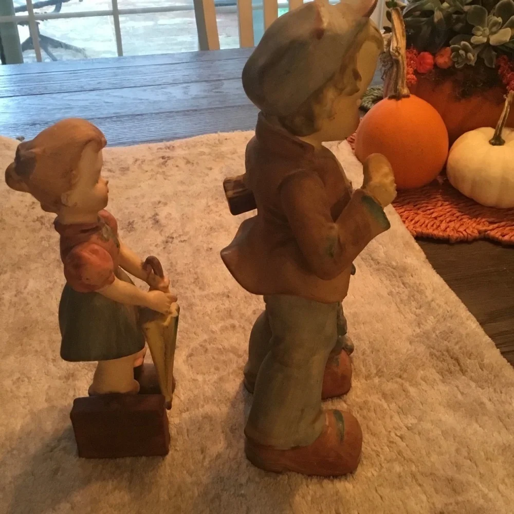 Charming Vintage Figurine Set - Boy and Girl with Dog Japanese Vintage